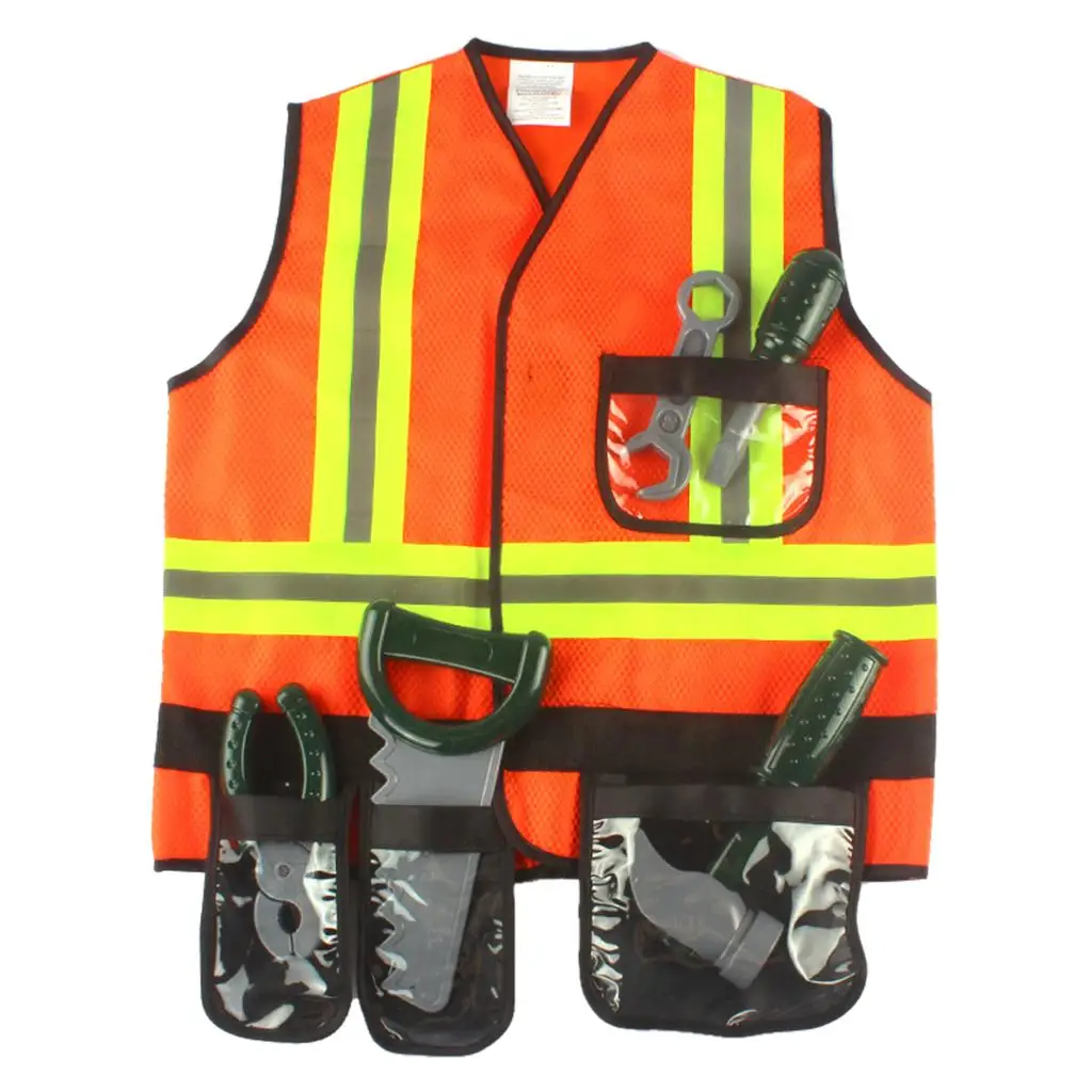 Pretend Engineer Costume with 5Pcs Tools Engineer Uniform for Party Props 4-7 Years Old