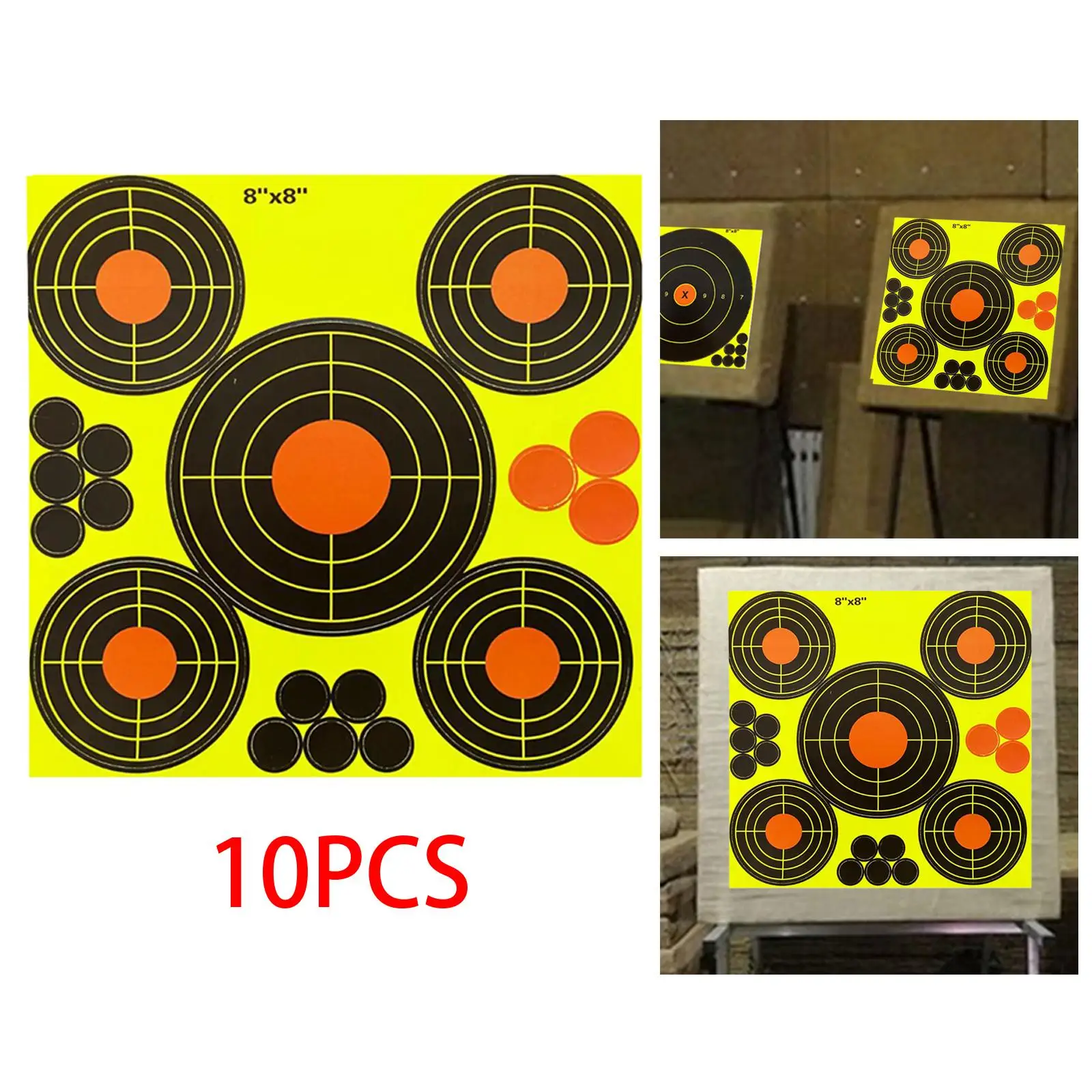 10x 8in Splash Targets Shooting Practice Sporting Goods Reactive Target Round Outdoor Training Self Adhesive Target Stickers Aim