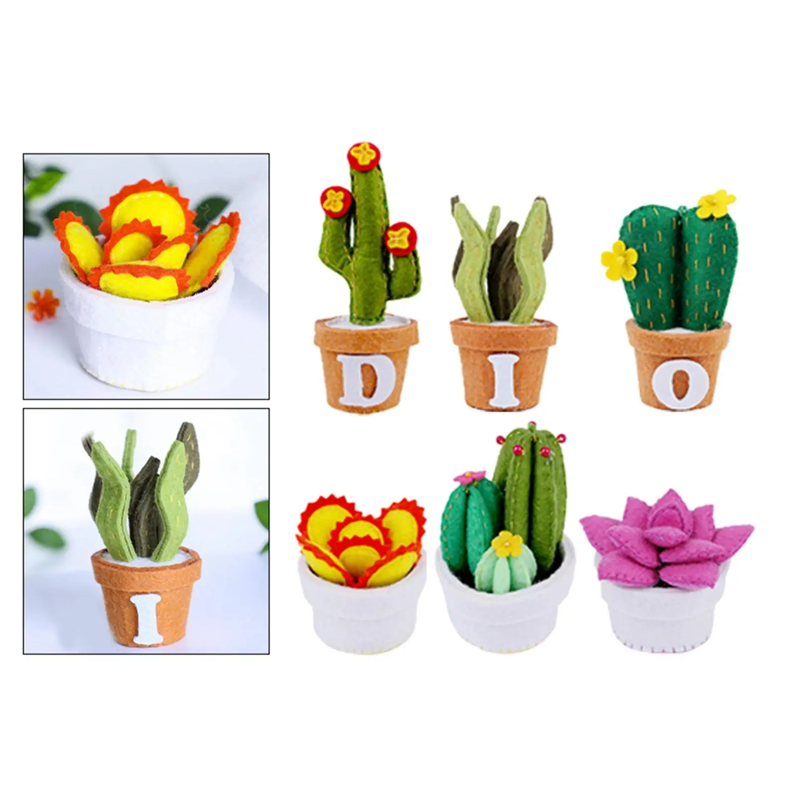 Creative DIY Felt Succulent Plant Craft Kit Cut Free Small Bonsai Mothers Day Gift for Halloween Beginner Children Room New Year