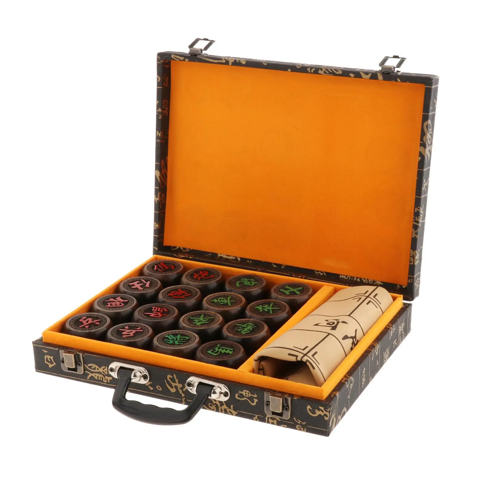 Exquisite Ebony Wood Chinese Chess Set Portable Classic Xiangqi   Case Chess Pieces Gifts  Players