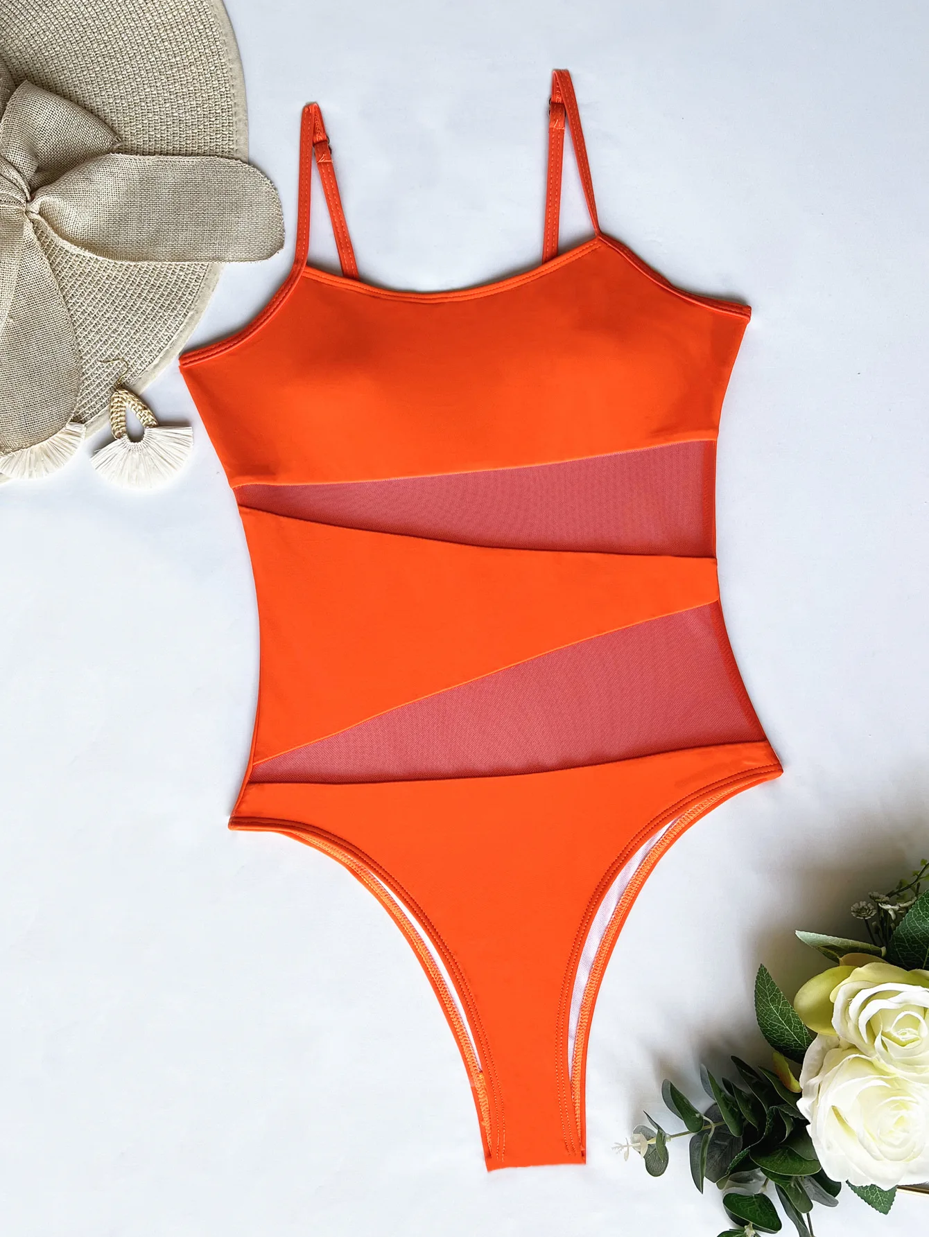 Swimming Suit for Women One-piece Swimsuit Solid Color Sexy Swimsuit Female Hollow Swimsuit Mesh Push Up Bikini Bathing Suits cheeky bikini sets