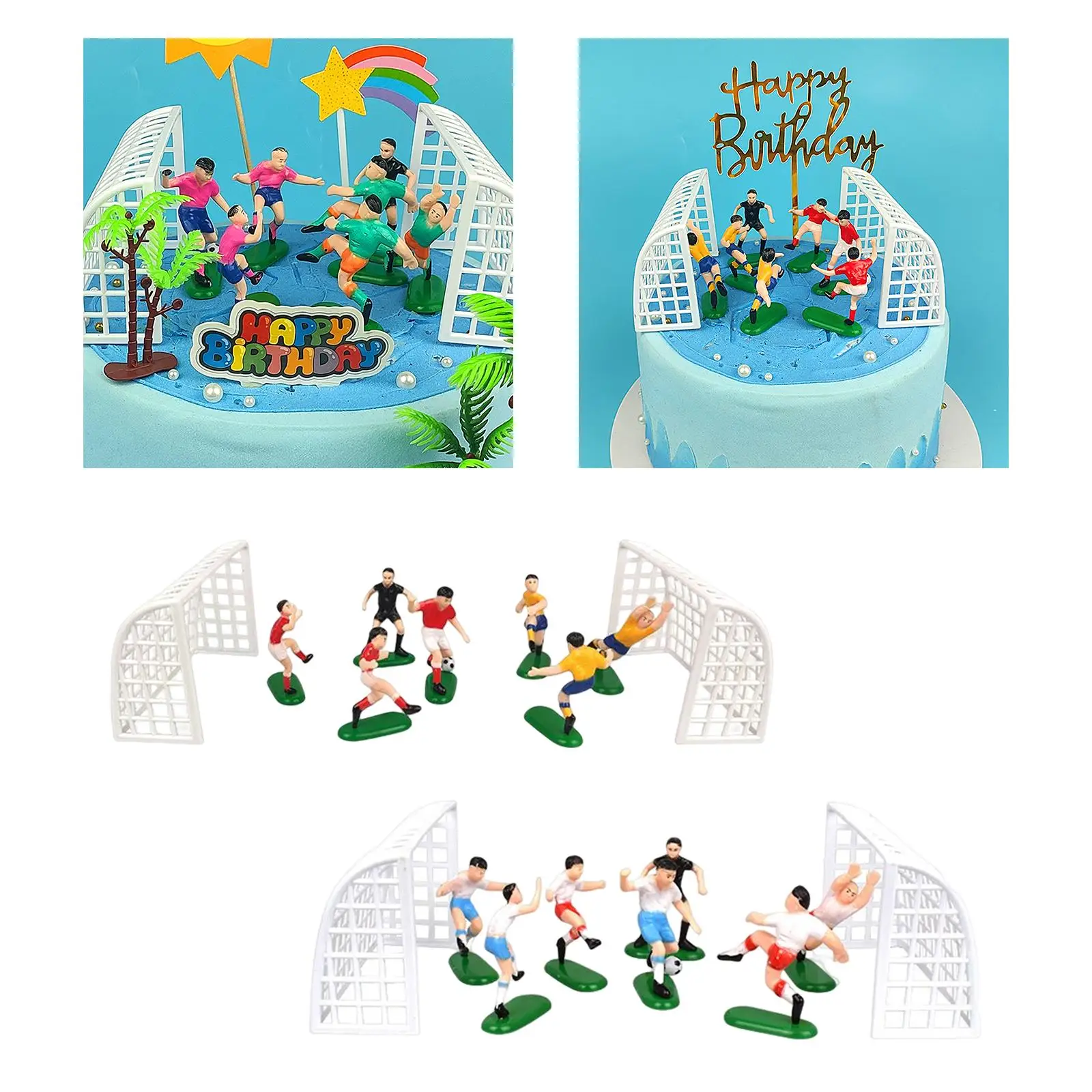 Football Cake Toppers Accessories Players Mini DIY Game Pieces Doll Toy Decor for Kids Baby Shower Football Theme Boys Baking