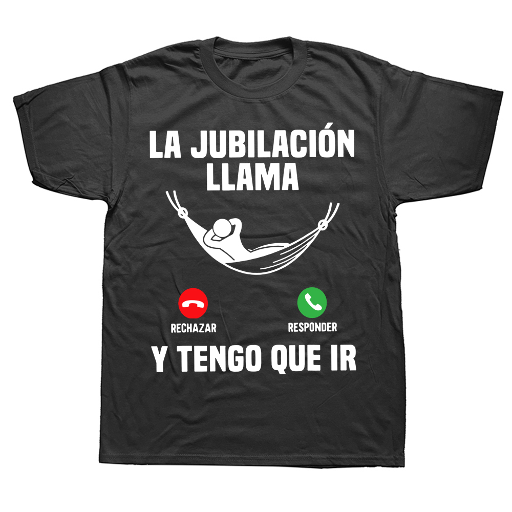 Ruhestand ruft und ich muss gehen T-Shirt Lustiges spanisches Text-Geschenk im Ruhestand Papa-T-Shirt Top Lässiges weiches Unisex-Baumwoll-T-Shirt – Detail 2