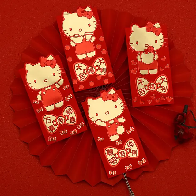 Hello Kitty Chinese New Year Red Envelopes Pocket 6 pcs Bronzing