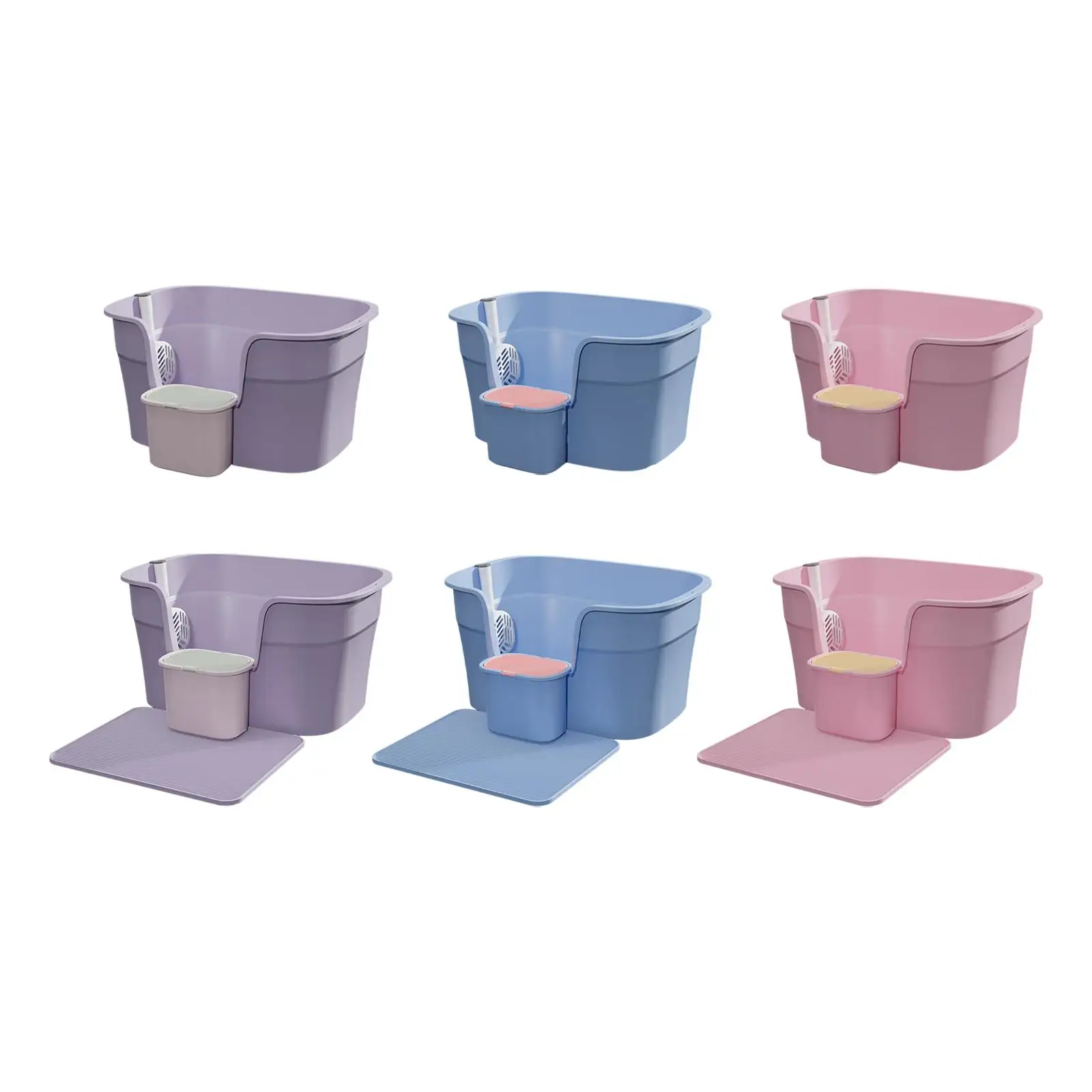 Cat Litter Box Semi Closed Pet Bedpan Cat Sandbox Portable Splashproof Pet Litter Tray Cat Toilet for Small Medium Large Cats