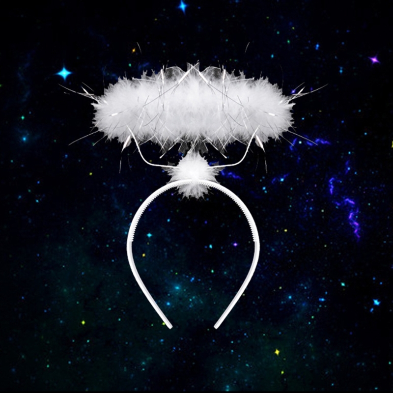 Engel Halos Stirnband mit Engel Zauberstab Engel Kostüm Engel Halloween Cosplay Kostüm Zubehör weiß für Frauen Mädchen – Detail 3