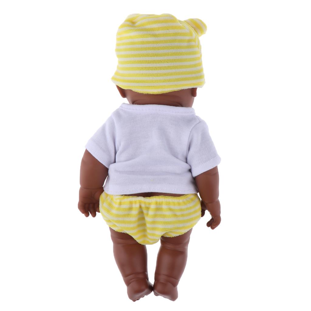 12 inch Reborn Doll African American Baby Doll with Pajamas,  Gift for Girls 1 2 3 4 5 Year Old - Yellow