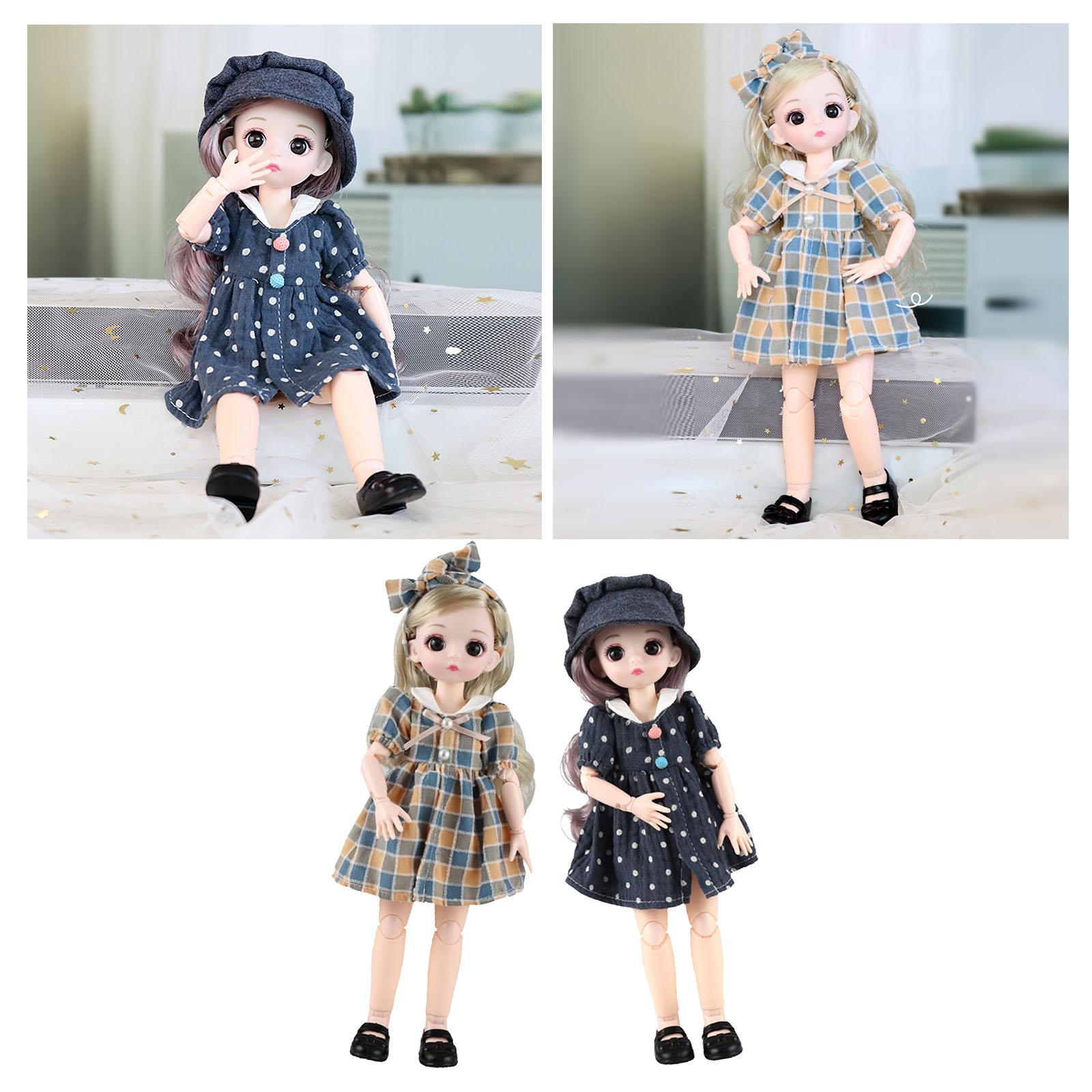 Lovely 30cm 1/6 Posable BJD Doll Moveable Joints Girl Doll Ball Joint Dolls Makeup & Smooth Hair with Dress Play Doll Girl Toy