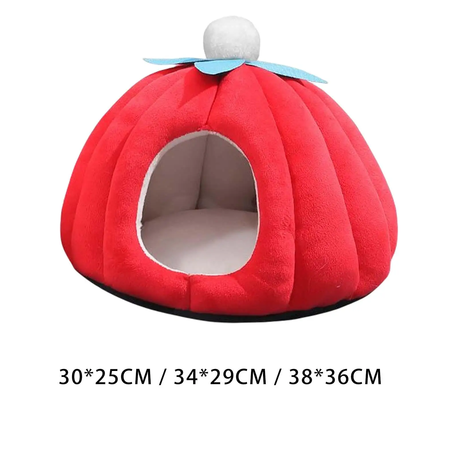 Cat Bed Plush Nonslip Bottom Fully Enclosed No Deformation Pet Bed Pumpkin Shape Soft Small Pet Bed Small Animals Bed
