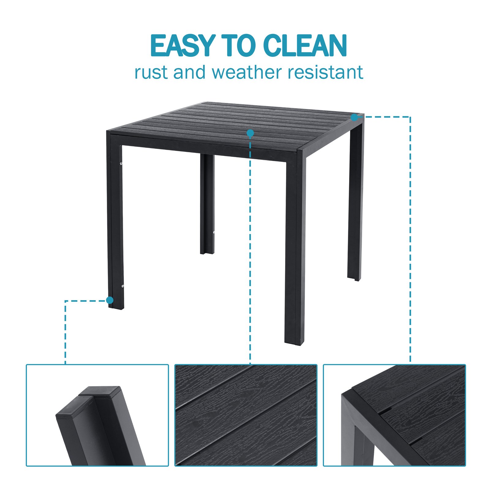 plastic black garden table