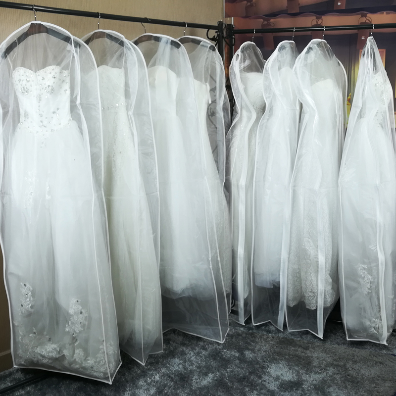 Doppelseitige transparente Tüll/Voile Hochzeit Brautkleid Staubs chutz hülle mit seitlichem Reiß verschluss für Home Garderobe Kleid Aufbewahrung tasche jd014 – Detail 6