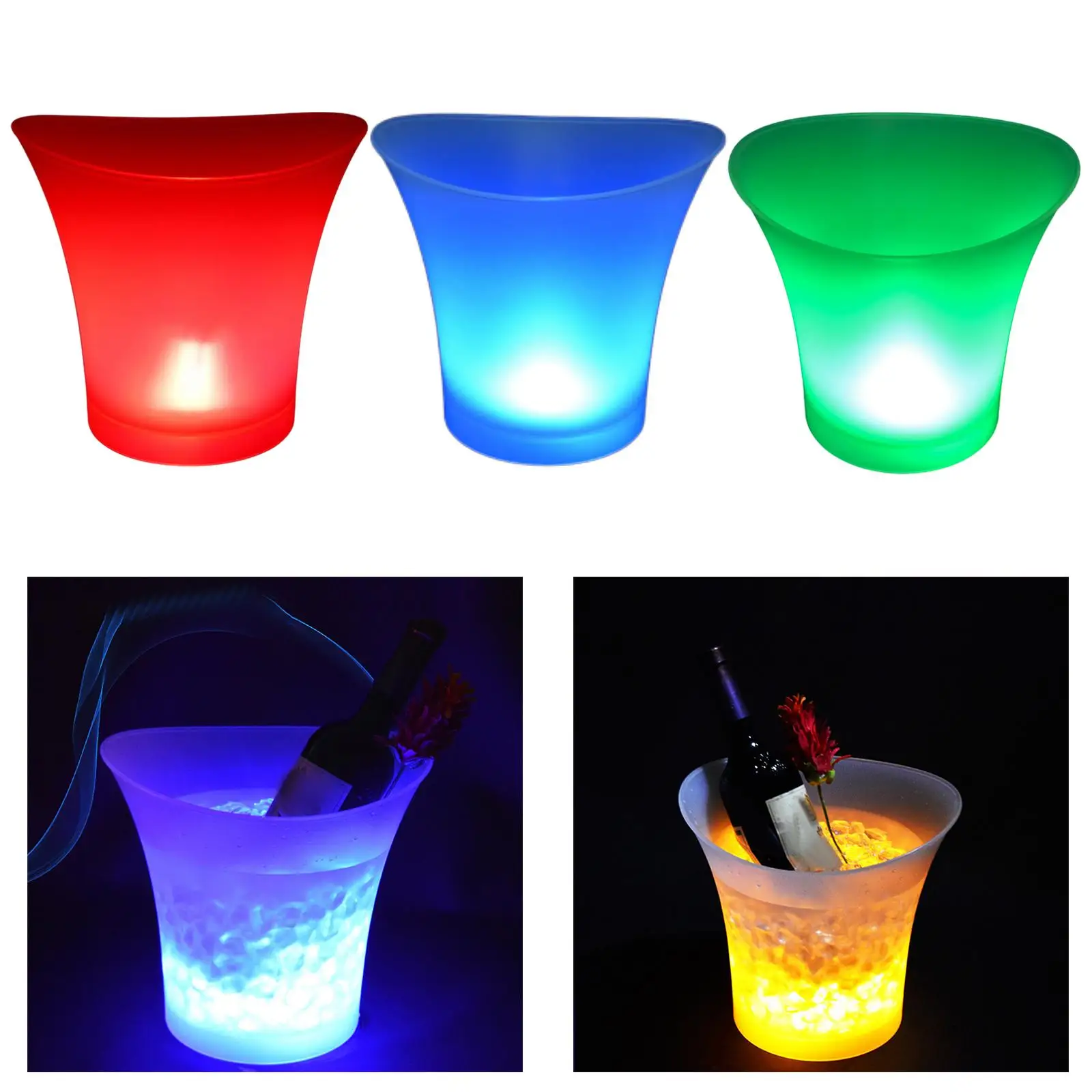 Luminous Wine Drinks Cooler Bucket 5L for Home Wedding Party Portable Sturdy