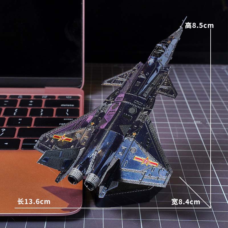 Buntes J-20 Kämpfer 3d Metall puzzle handgemachtes Flugzeug Miniatur zusammen gebautes Modell Puzzle Spielzeug für Erwachsene kreatives Geschenk – Detail 4