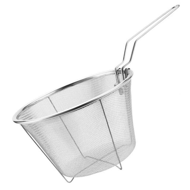 Foldable Fry Basket,Casewin Multi-Function Stainless Steel Fry  Basket,Poaching Boiling Deep Frying Basket,Fruit Vegetable Rinsing Washing  Cook Tool 