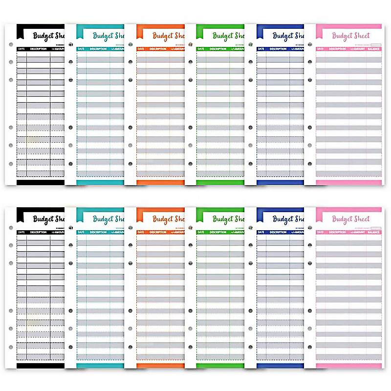 A5 A6 A7 Binder Budget Planer Organizer 6 Ringbuch Umschläge Taschen und 12 Stück Ausgabenbudgetblätter – Detail 1