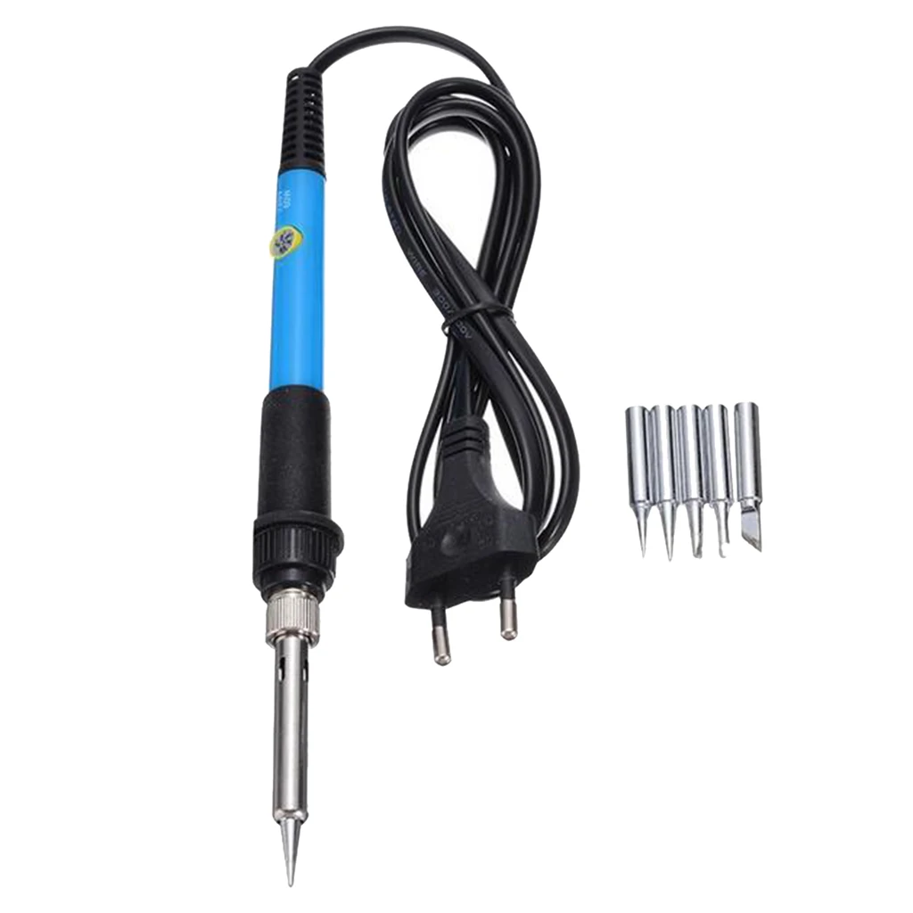 60W Adjustable Temperature Electric Welding Soldering Iron Tools 5 Tips 220V