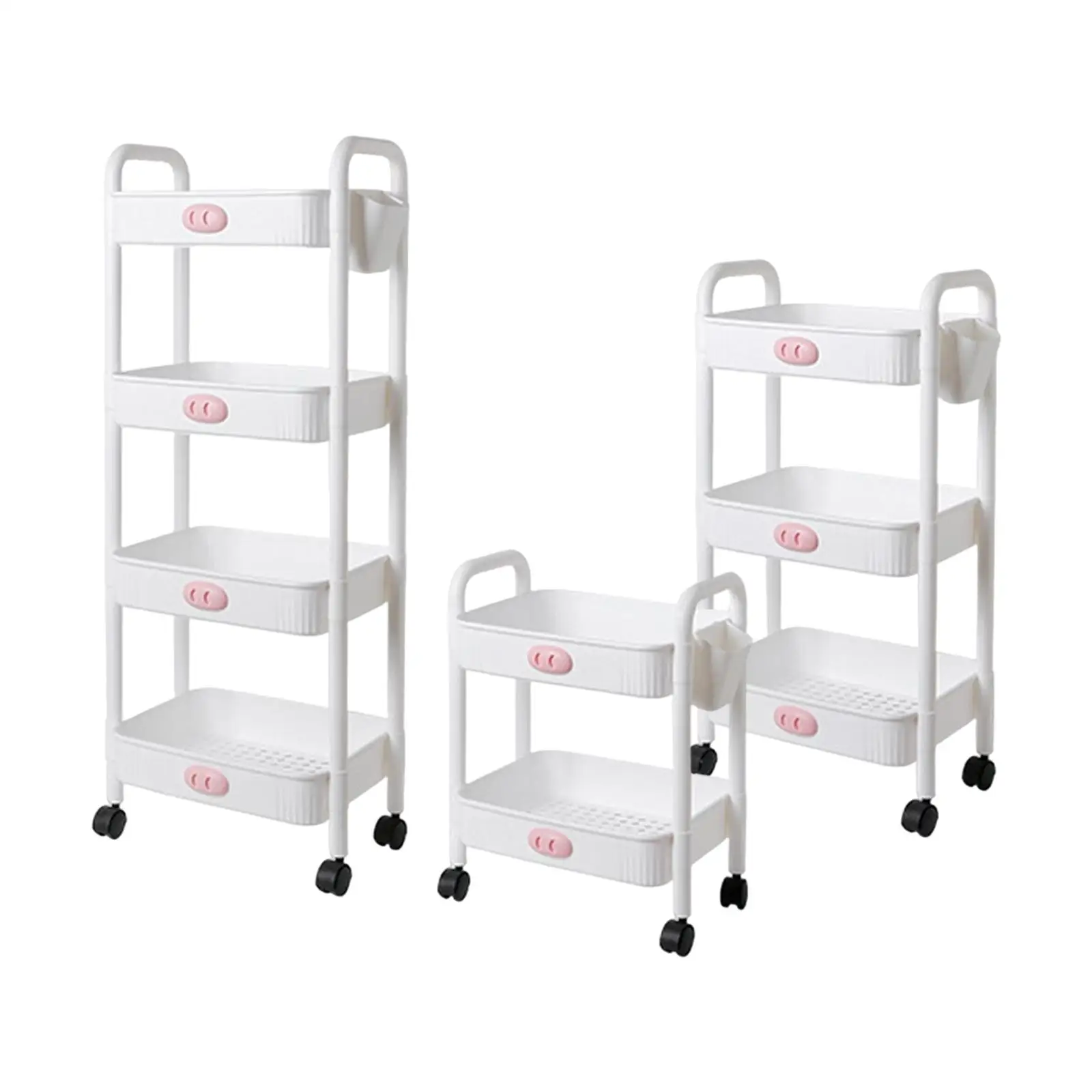 Durable Storage Trolley with Hanging Basket Rack Organizer Rolling Cart for Laundry Bedroom Art Crafts Vegetables Seasonings