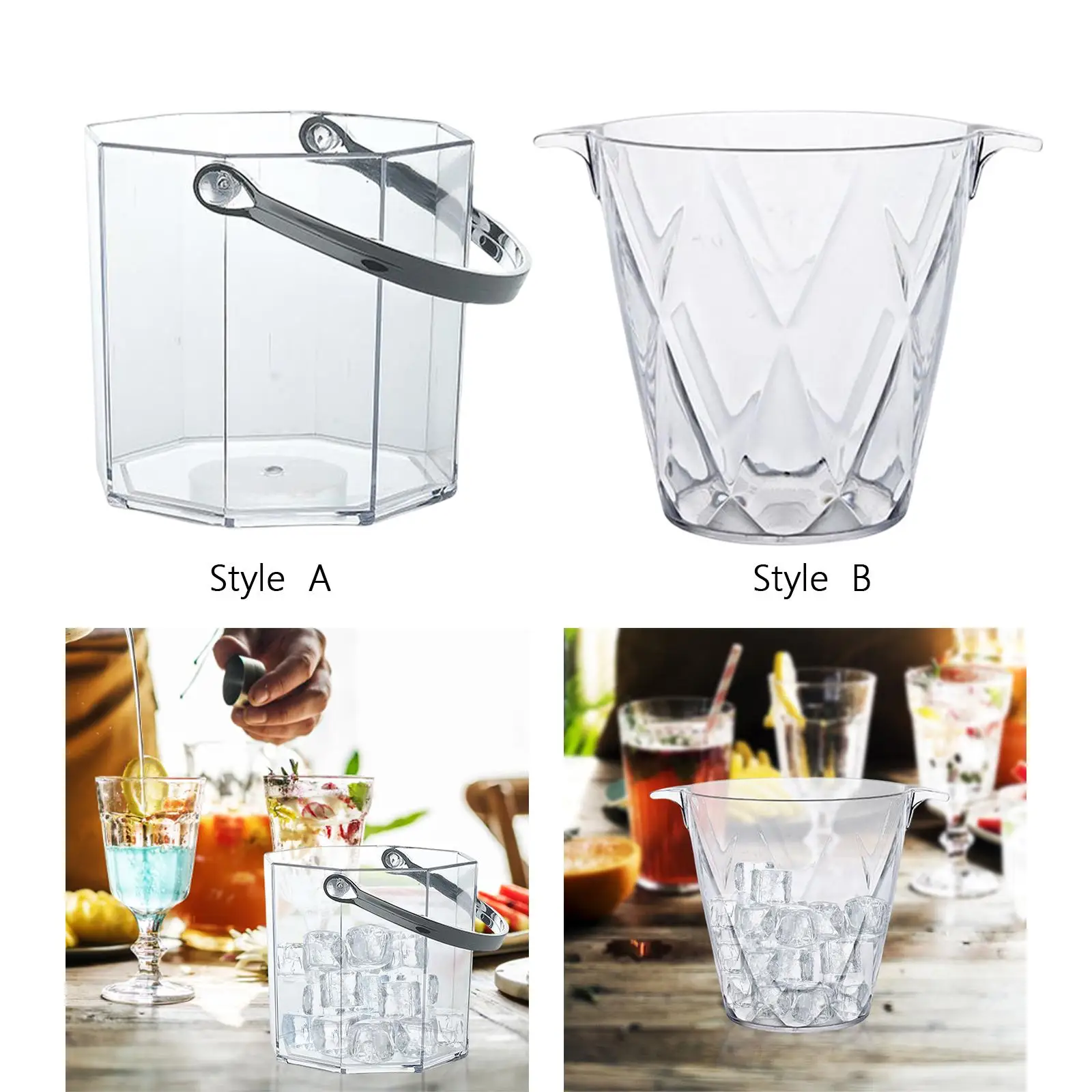 Acrylic Ice Bucket Party Beverage Bin for Freezer Cocktail Bar Party