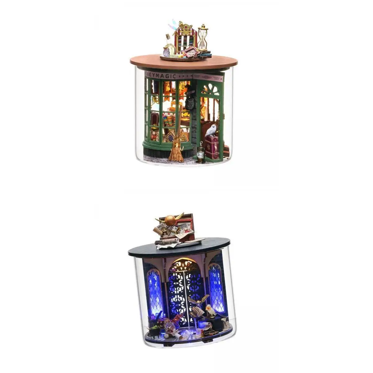 2x DIY Miniature Doll House with Dust Cover Gift Toys for Birthday