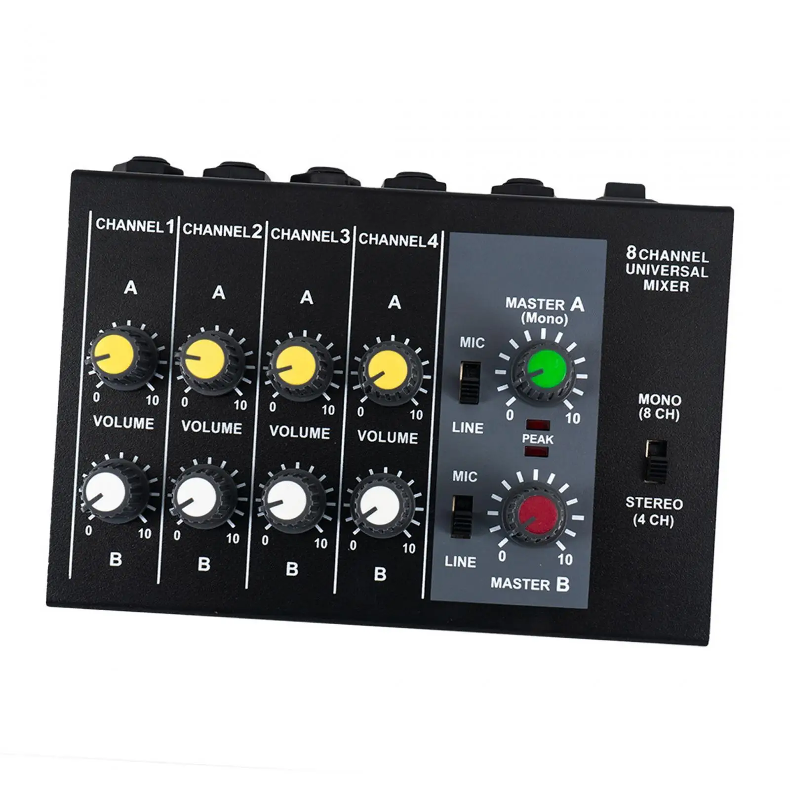 Audio Mixer Low Noise Independent Volume Control 8 Channel Input Line Mixer Sound Mixing Console for Guitars Keyboards Bass