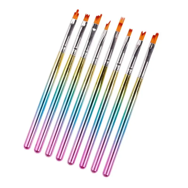 8 Pieces Nail Art Brush Pen Striped Pattern 3D Flower Drawing UV Gel Painting Pen for Professional Salons Beginner Girls