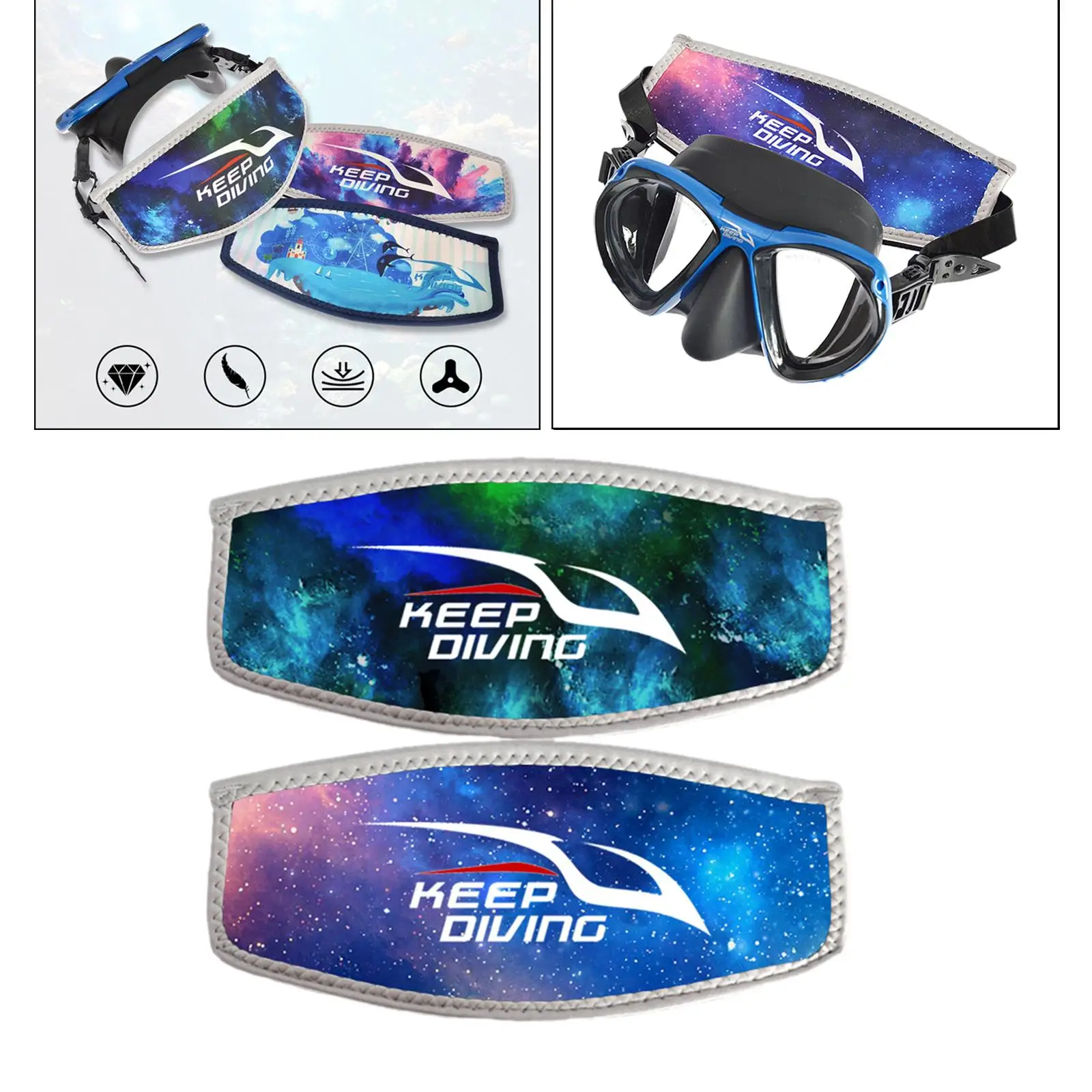 Creative Pattern Neoprene Diving  Cover Diving Mask Slap Straps Scuba Snorkel Head Strap Neoprene Waterproof Sports Accessories
