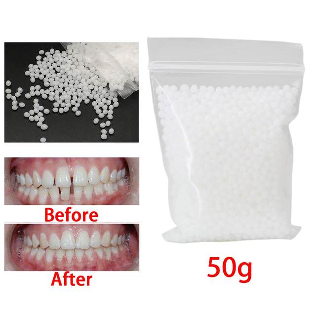 50G Temporary Tooth Solid Glue False Teeth Moldable Denture White Thermal  Beads - AliExpress