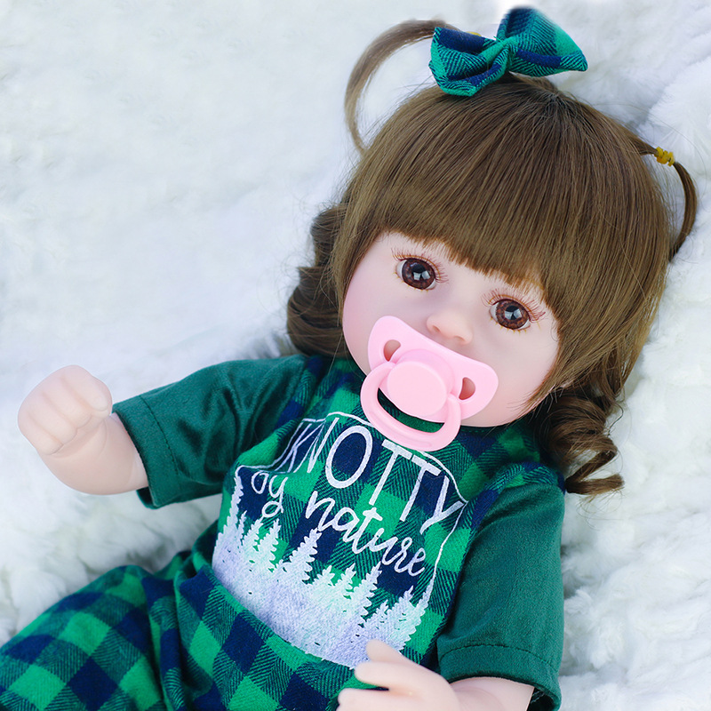Simulated Rebirth Doll Cute Baby Vivid Rebirth Doll Green Plaid