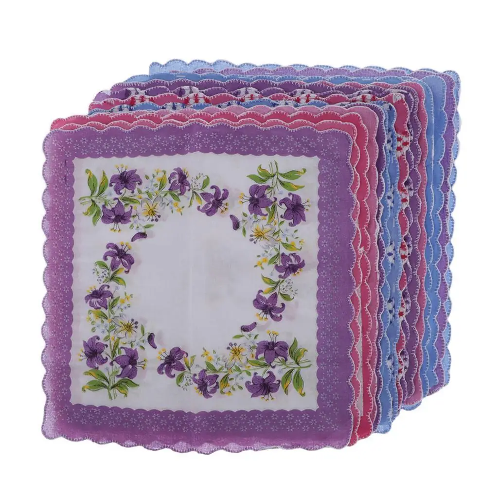 15Pcs Vintage Handkerchiefs Cotton Assorted Floral Hankies Hanky Kerchiefs