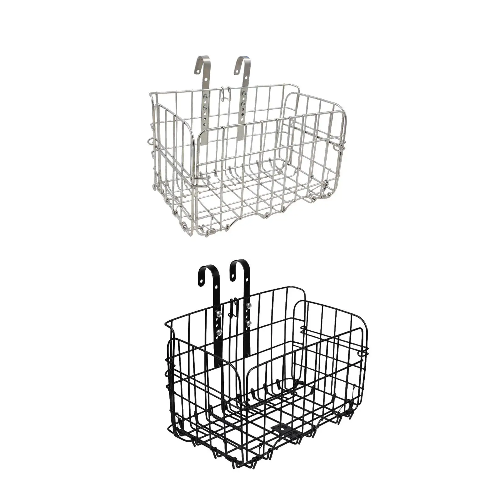 Folding Bicycle Storage Basket Bike Shopping Basket Durable Multipurpose Thicken Metal Wire Small Pet Carrier for Daily Commute