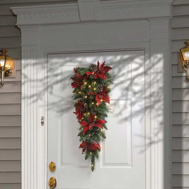 Decorazione per scale senza fili, ghirlanda natalizia per porta d'ingresso,  decorazione per finestre da parete