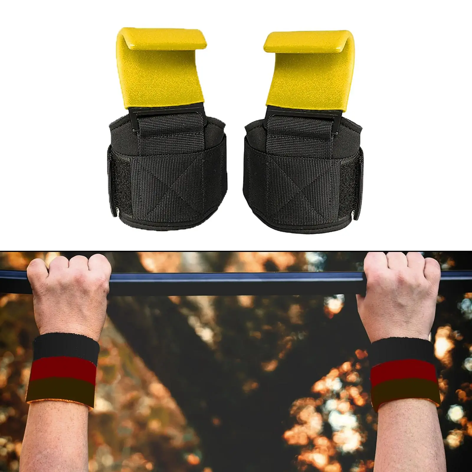 Power Weight Lifting Hooks Adjustable Wrist Support Deadlift Workout