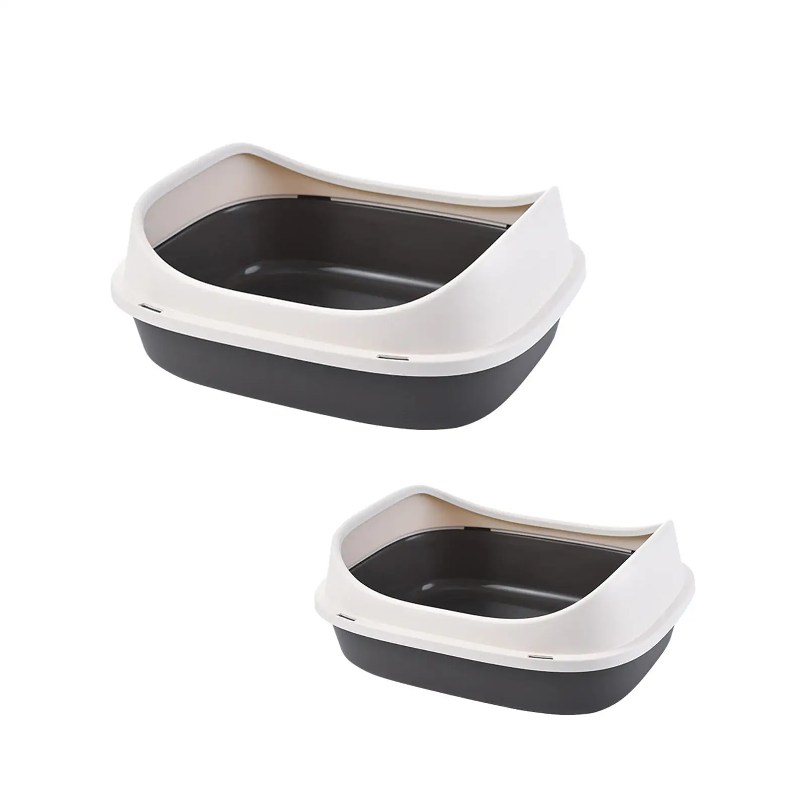 Open Top Cat Litter Box Pet Bedpan with Scatter Shield and Scoop Litter Pan for Kitty Small Medium Cats Pets Bunny Rabbit