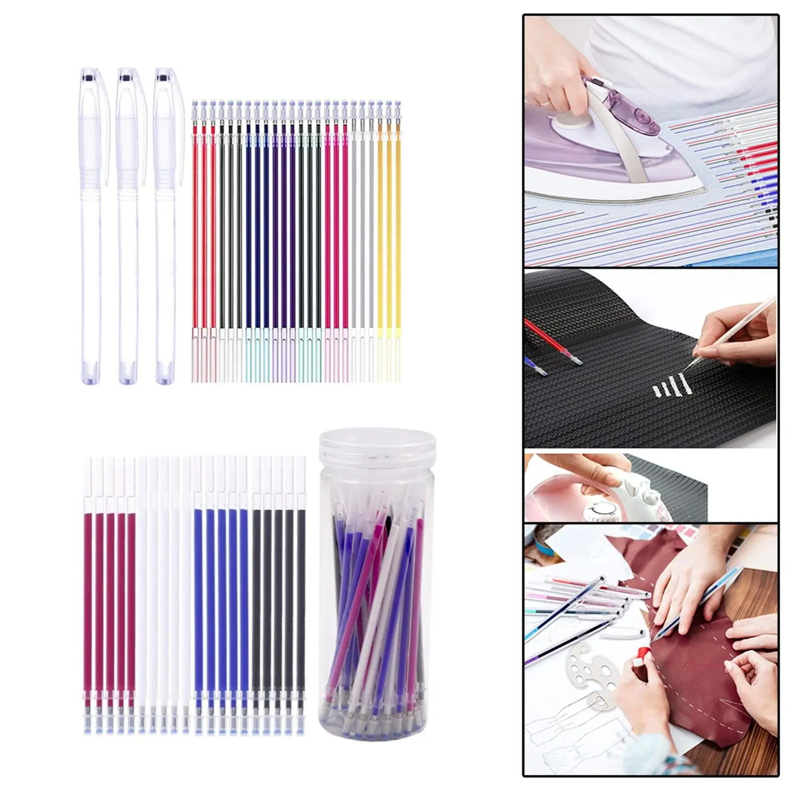 Portable Heat Erasable Pen Refills Fabric Marker DIY Replaceable Refills Vanishing for Tailors Quilting Embroidery Dressmaking