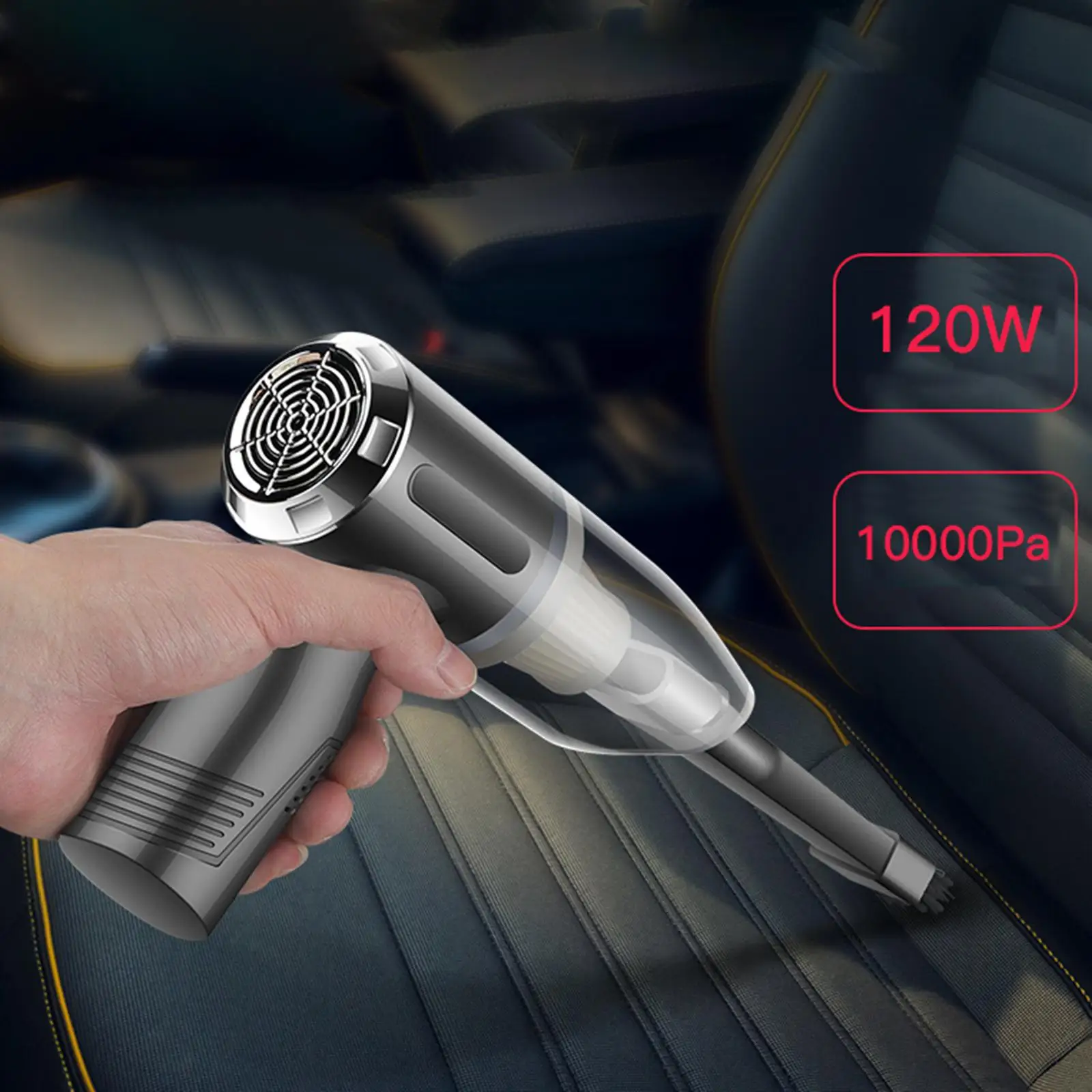 Portable Car Vacuum Cleaner 10000PA Strong Suction High Power Mini Vacuum for Vehicle, Pet Hair, Office, Sofa, Home