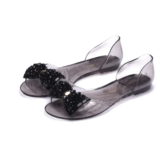  Sandalias con lazo de gelatina con tachuelas para mujer, Claro  : Ropa, Zapatos y Joyería