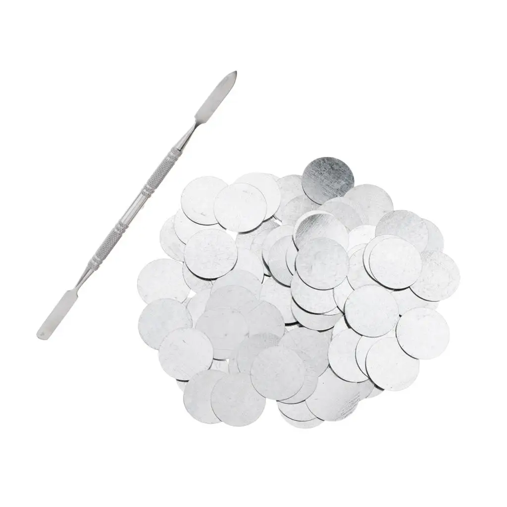 100 Pack Round Metal Stickers for Non Makeup Eyeshadow Pans Use with Stainless Steel Cosmetics Blending (Diameter 25mm)