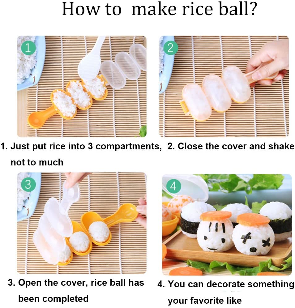 Rice Ball Mould Shaker with Rice Paddle Sushi Roll Maker DIY Bento Box Accessories Food Food Decoration Kitchen Tools for Kids