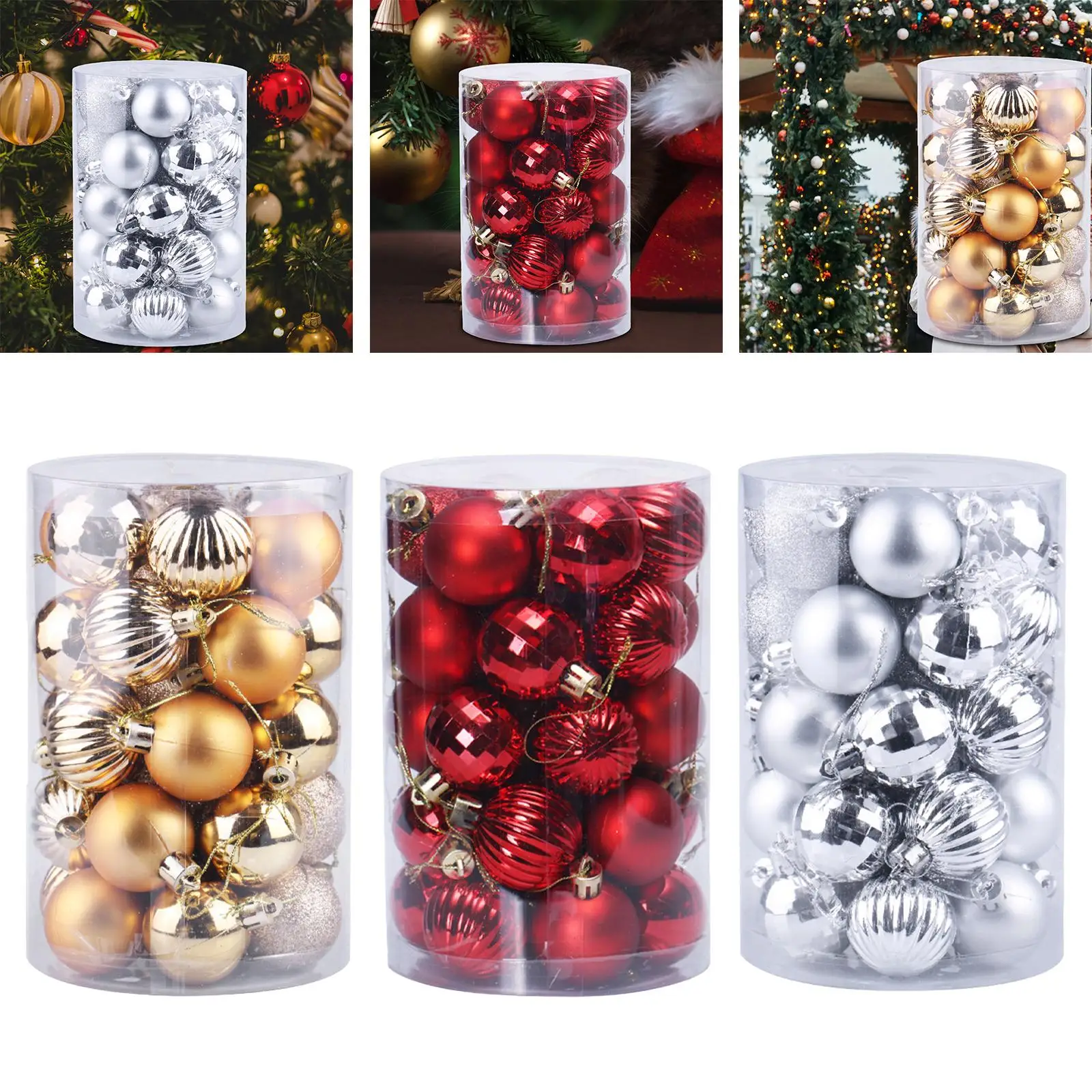 34x Shatterproof Christmas Balls Decoration DIY Christmas Ornaments Set for Wedding Holiday Anniversary Indoor New Year