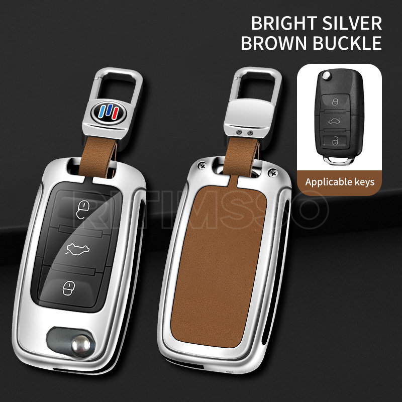 Custodia per chiave auto in metallo pelle Shell per VW Volkswagen Polo Golf 4 5 6 Passat Tiguan Jetta per Skoda Octavia Seat Leon Altea - Se3aac9663dd642ffaaa477018b225fa1t