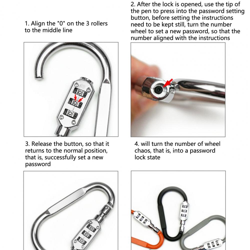 Title 5, Bicycle Anti-theft Lock Carabiner Password Alum...