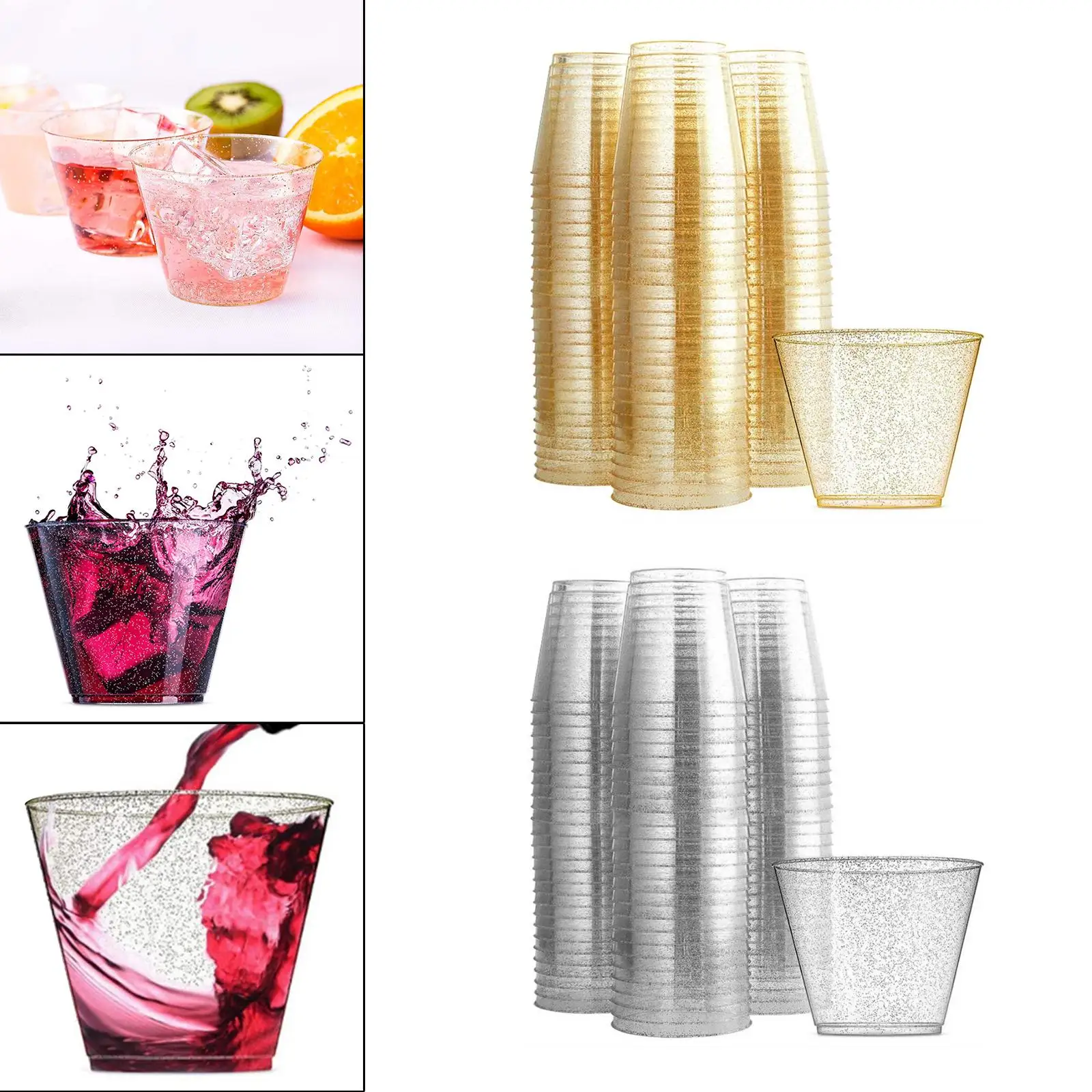 30 Pieces Glitter  Cups, 9 oz 270ml, Elegant Beverage Glass  cocktail glass  Wine Glasses for Parties, Drinkware