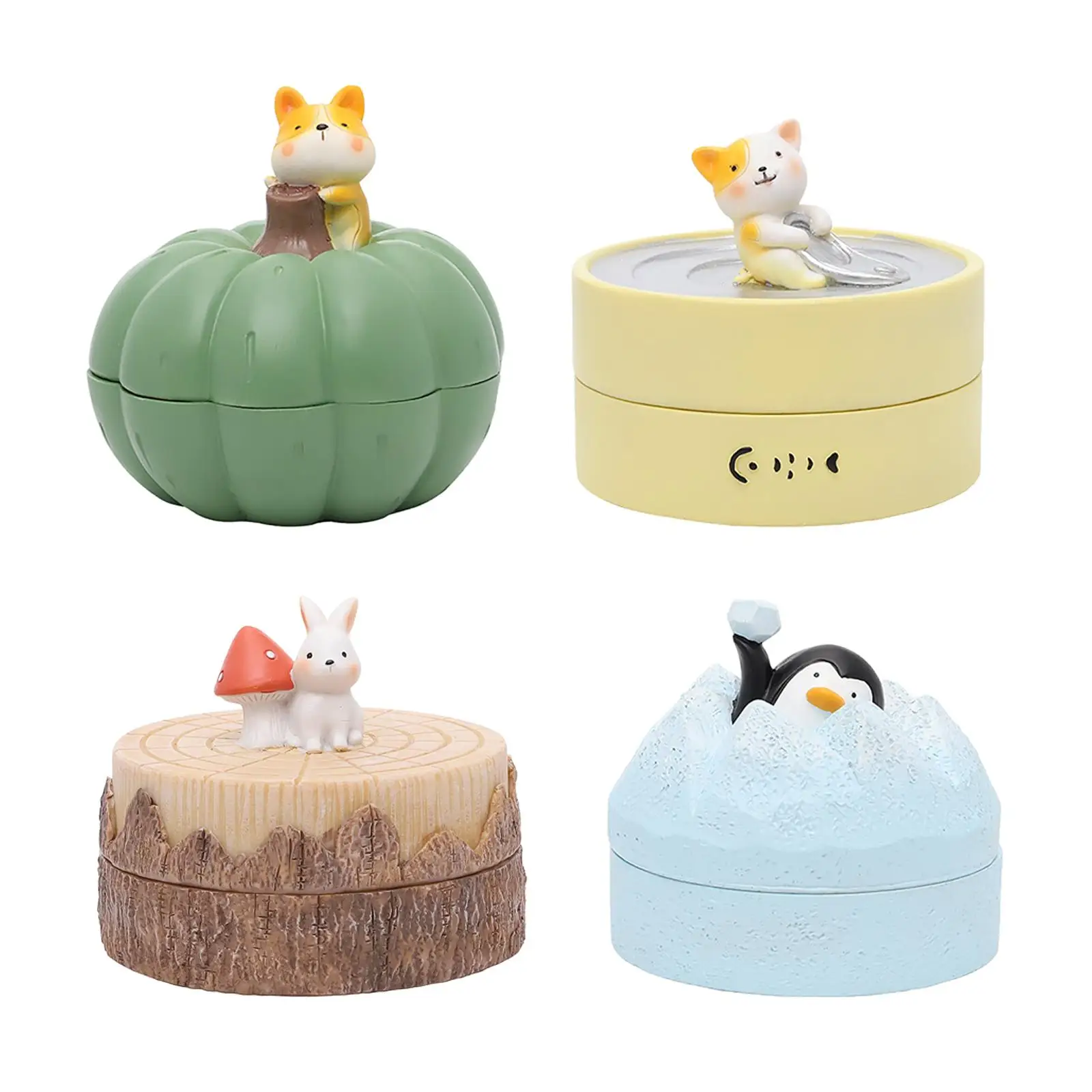 Cute Animal Ashtray Cigarettes Holder W/ Cover Jewelry Box 3 Slots Figurine Ash Tray for Restaurant Hotel Tabletop Home Ornament