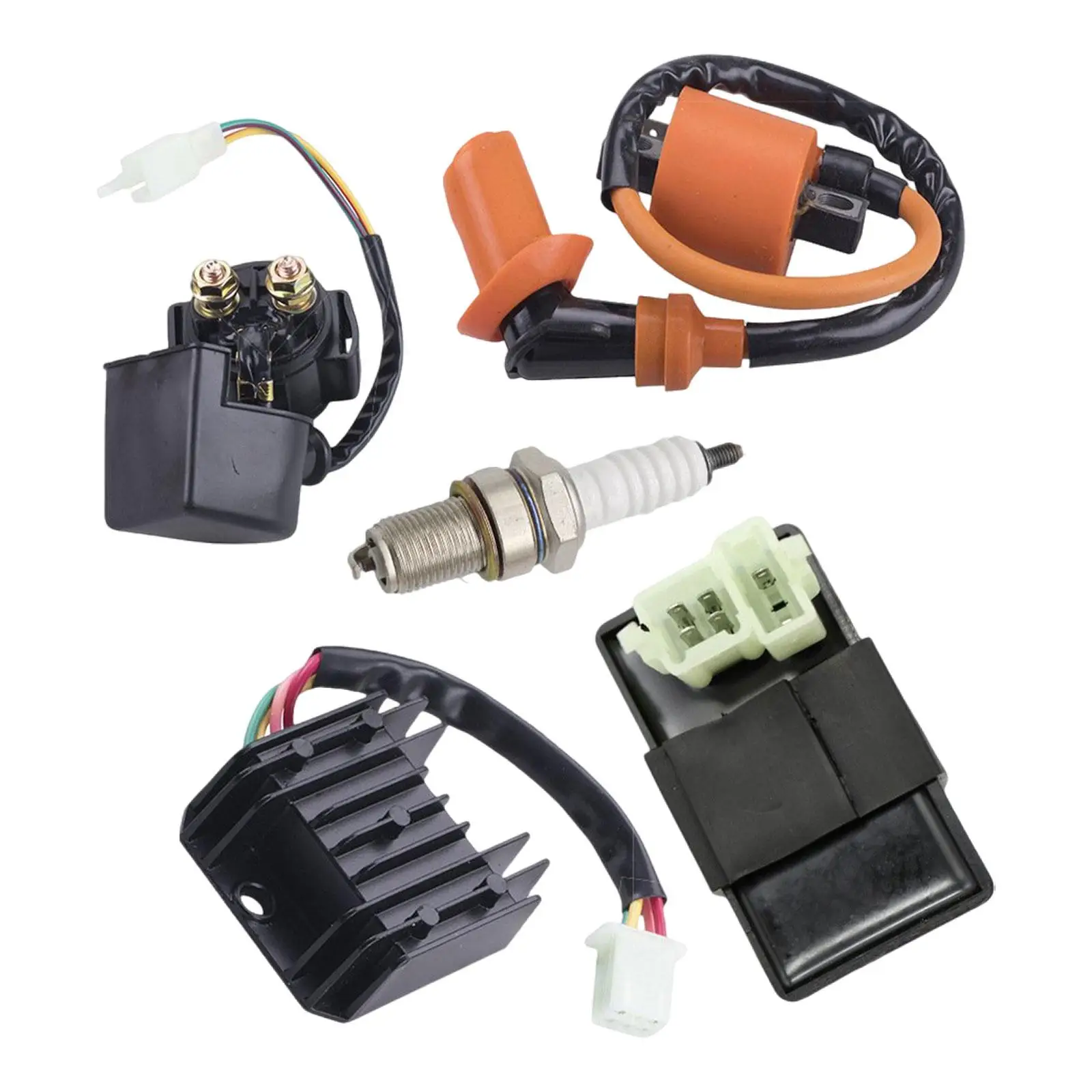 Ignition Coil Solenoid Relay Rectifier Cdi Box for 125cc 150cc 200cc ATV Dirt Bikes Mopeds Quad Pit Bikes Replacement Parts