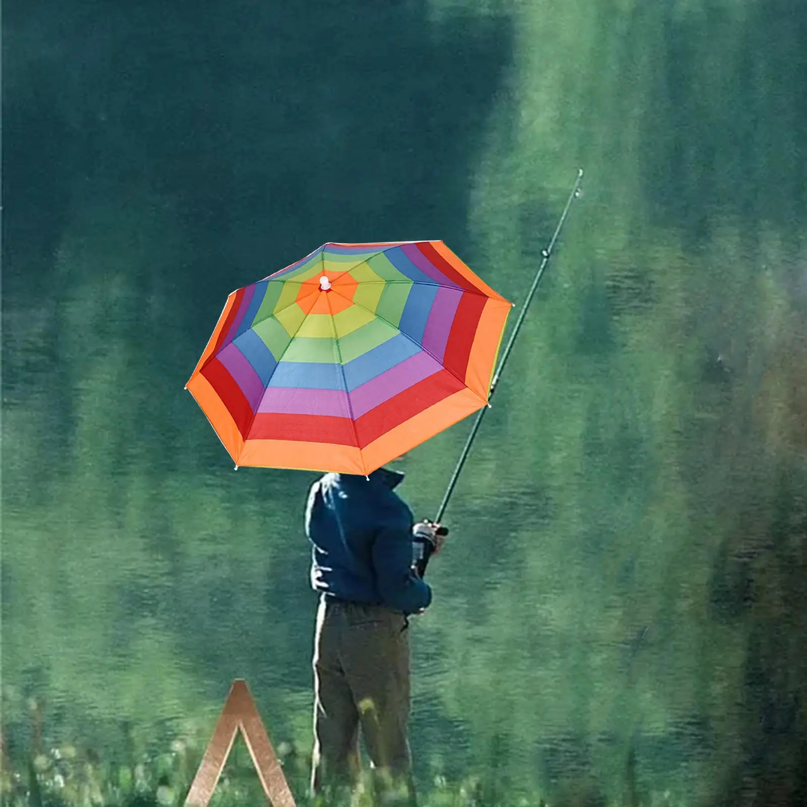 Rainbow Umbrella Hat Portable Sunhat 21.7