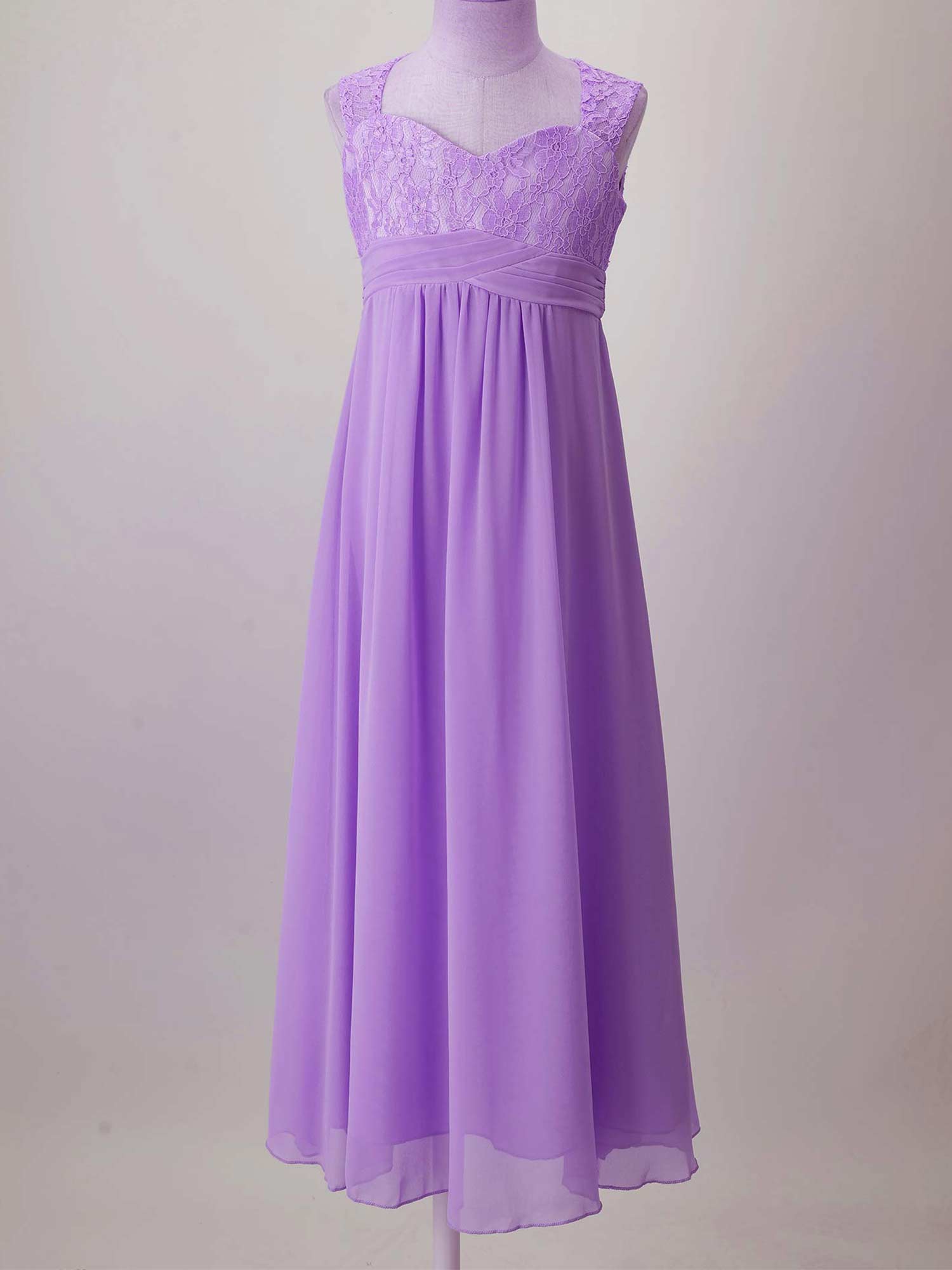 4-16Yrs Mädchen Ärmellosen Chiffon Spitze Party Kleider Blume Mädchen Kleid Pageant Hochzeit Brautjungfer Geburtstag Prinzessin Maxi Kleid – Detail 5