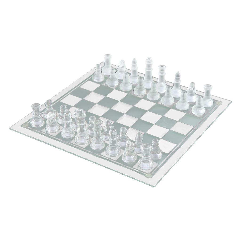 Transparent Frosted Glass Chess Set with, Elegant Set,