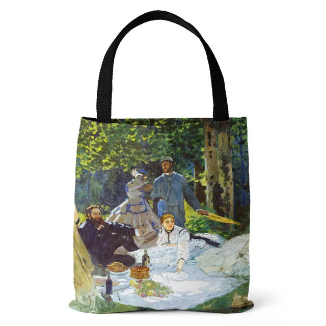 Custom Promenade Woman by Claude Monet Reusable Cotton Grocery Bag