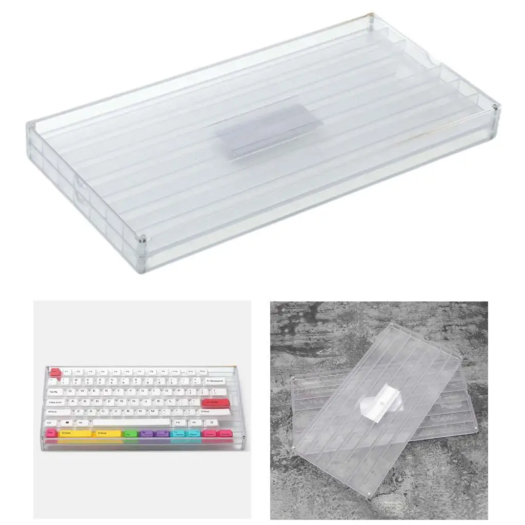 2 Layers Keycap Storage Box DIY Dustproof with Lid Keycaps Display Container