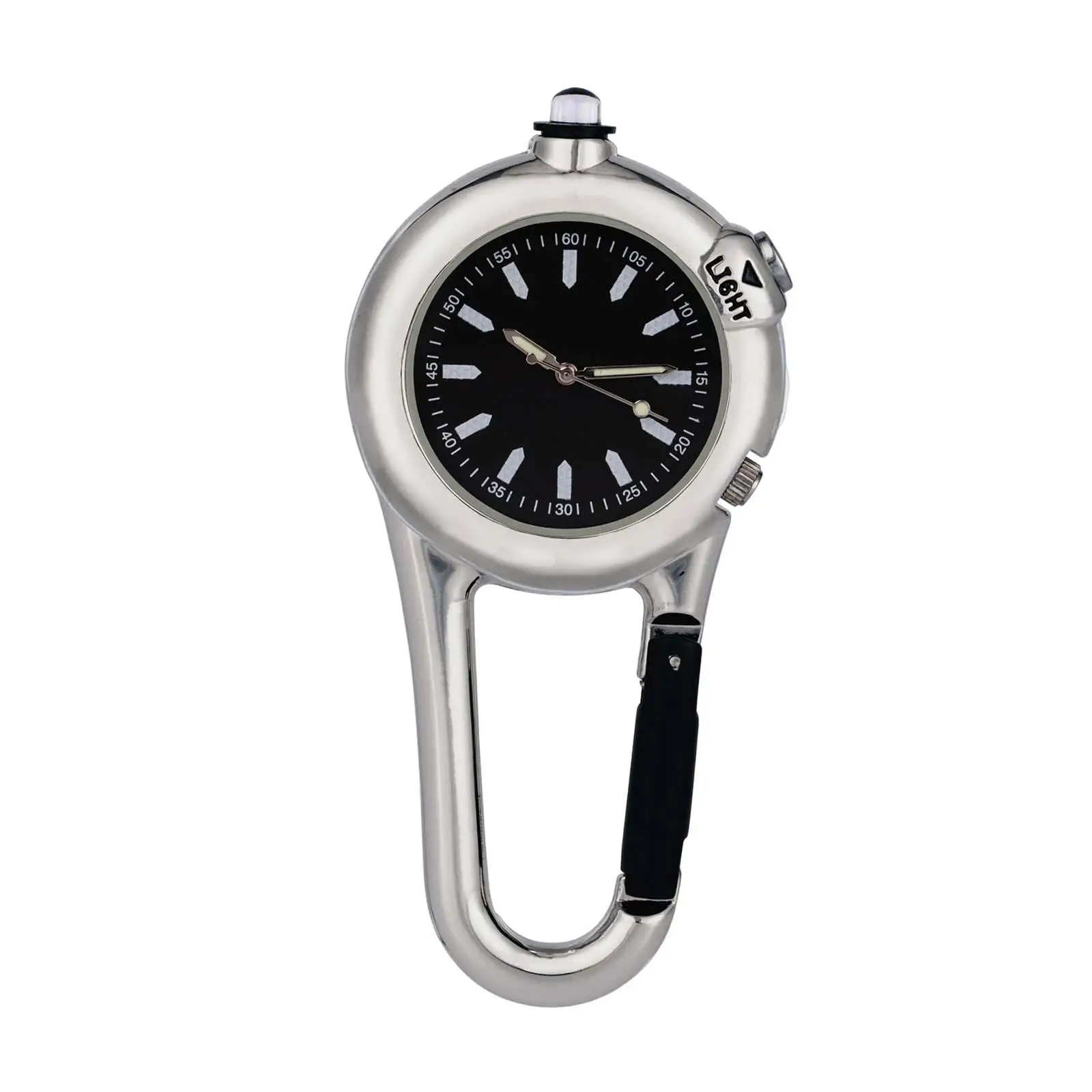 Portable Clip On Carabiner Pocket Watch Backpack Watch Unisex with Light Climbing Watch for Outdoor Camping Home Equipment